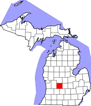 Map of Michigan highlighting Ionia County