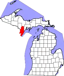 State map highlighting Menominee County