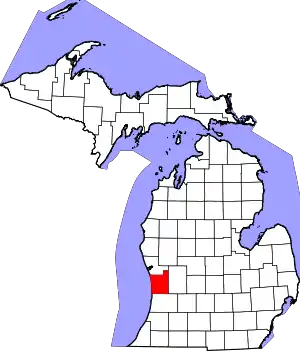 State map highlighting Ottawa County