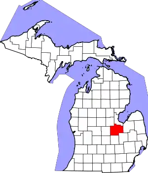 State map highlighting Saginaw County