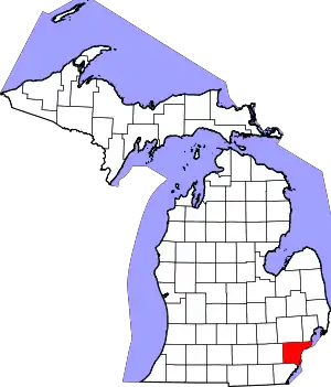 State map highlighting Wayne County