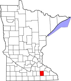 Map of Minnesota highlighting Dodge County