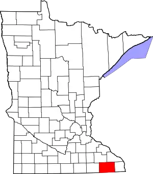 Map of Minnesota highlighting Fillmore County