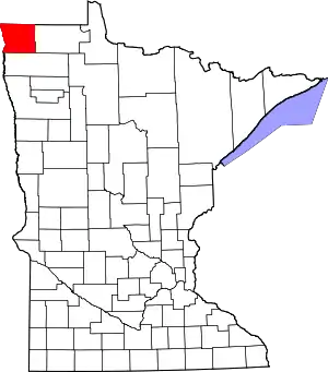 Map of Minnesota highlighting Kittson County