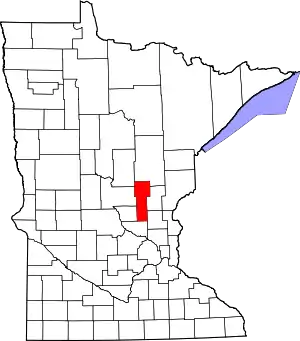 State map highlighting Mille Lacs County