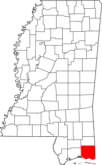 Map of Mississippi highlighting Jackson County