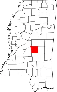 Map of Mississippi highlighting Scott County