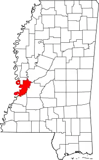 Map of Mississippi highlighting Warren County