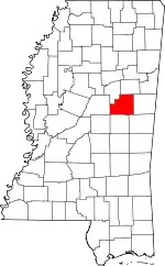 Map of Mississippi highlighting Winston County