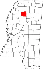 Map of Mississippi highlighting Yalobusha County