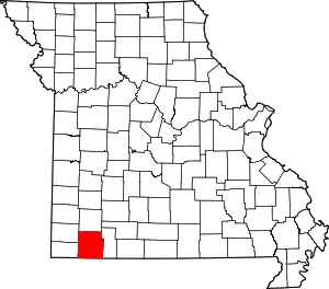 Map of Missouri highlighting Barry County