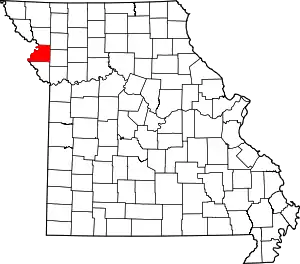 Map of Missouri highlighting Buchanan County