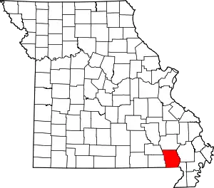 Map of Missouri highlighting Butler County