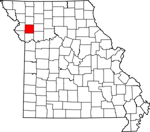 Map of Missouri highlighting Clinton County