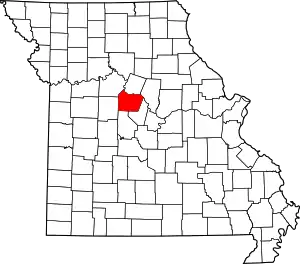 Map of Missouri highlighting Cooper County