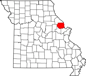 Map of Missouri highlighting Lincoln County