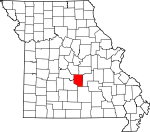 A state map highlighting Pulaski County in the middle part of the state.