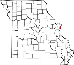 A state map highlighting Saint Louis City in the eastern part of the state.