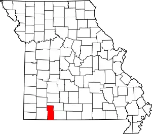 Map of Missouri highlighting Stone County