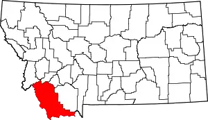 State map highlighting Beaverhead County