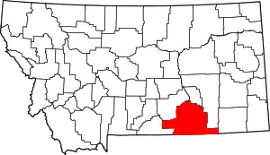 Map of Montana highlighting Big Horn County
