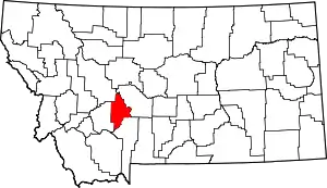 Map of Montana highlighting Broadwater County