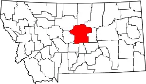 State map highlighting Fergus County