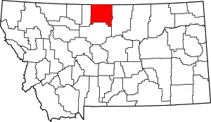 State map highlighting Hill County