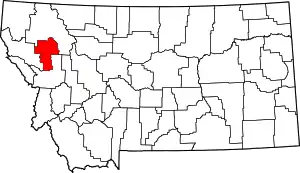 State map highlighting Lake County