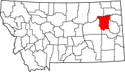 Map of Montana highlighting McCone County