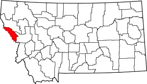 State map highlighting Mineral County