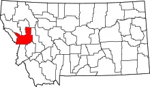 State map highlighting Missoula County