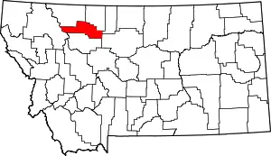 Map of Montana highlighting Pondera County