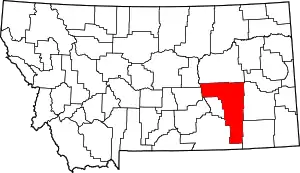 State map highlighting Rosebud County