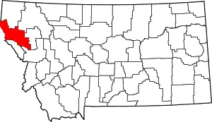 State map highlighting Sanders County