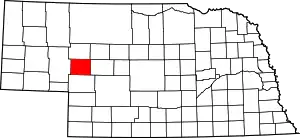 Map of Nebraska highlighting Arthur County