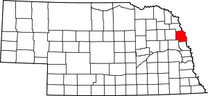 Map of Nebraska highlighting Burt County