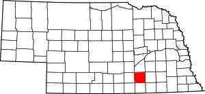 Map of Nebraska highlighting Clay County