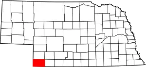 Map of Nebraska highlighting Dundy County