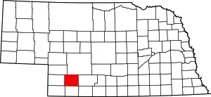 Map of Nebraska highlighting Hayes County