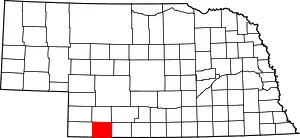 Map of Nebraska highlighting Hitchcock County