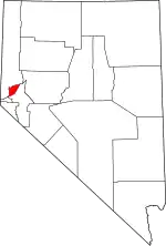 Map of Nevada highlighting Storey County