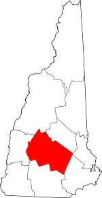 Map of New Hampshire highlighting Merrimack County