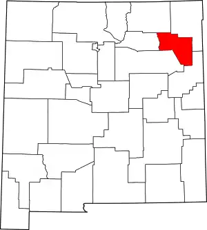 Map of New Mexico highlighting Harding County