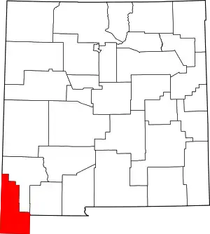 Map of New Mexico highlighting Hidalgo County