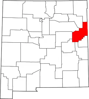 Map of New Mexico highlighting Quay County