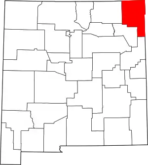 Map of New Mexico highlighting Union County