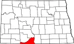 Map of North Dakota highlighting Sioux County