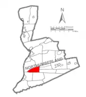 Map of Northumberland County, Pennsylvania highlighting Little Mahanoy Township