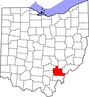 Map of Ohio highlighting Athens County